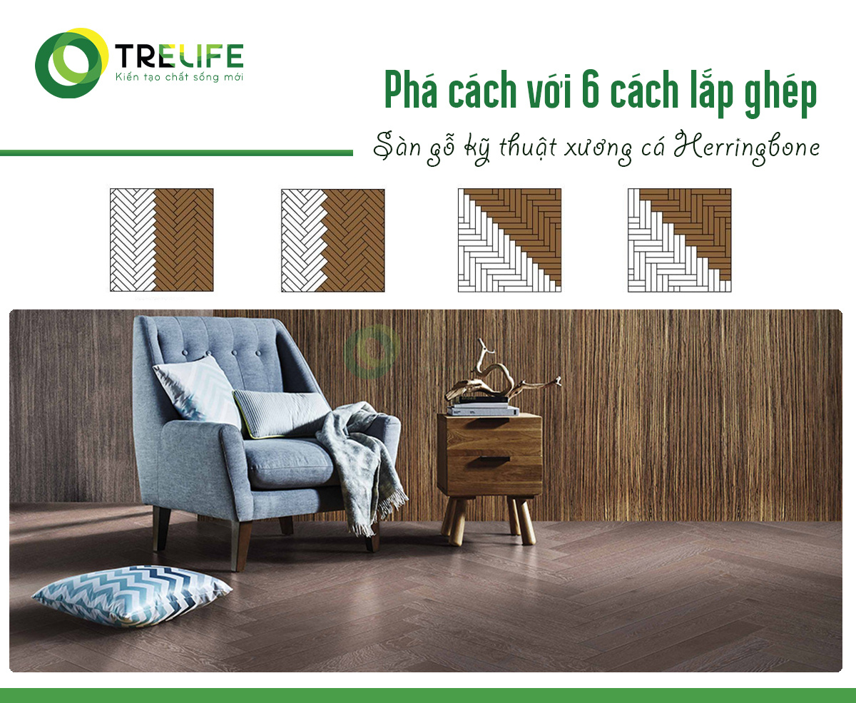 Phá cách với 6 cách lát sàn gỗ kỹ thuật xương cá Herringbone trelife.vn