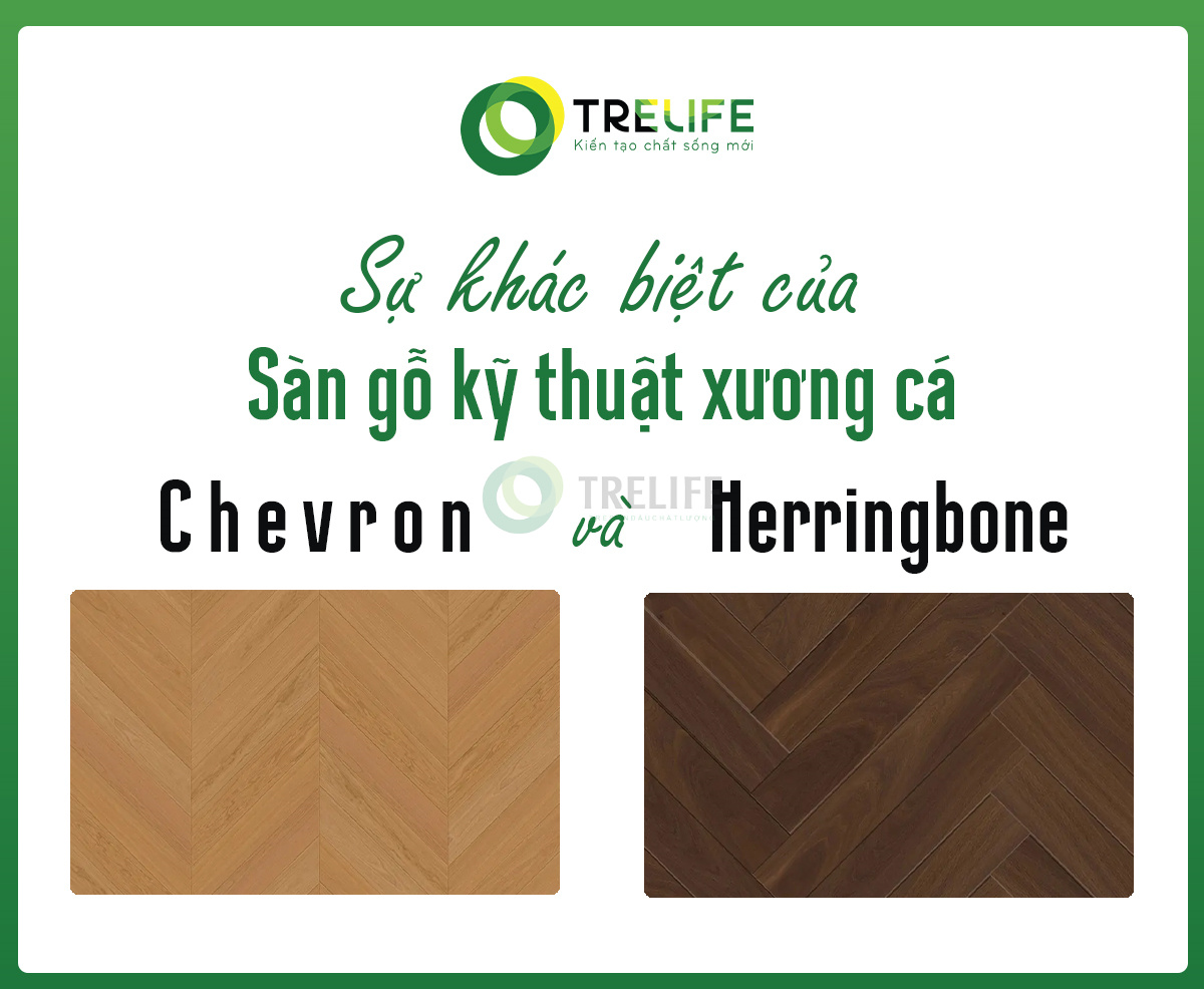 Sự khác biệt của Sàn gỗ kỹ thuật xương cá Chevron và Herringbone